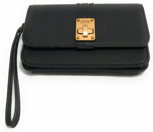 Guess Zwarte Polyurethaan Portemonnee met Meerdere Compartimenten Black Dames