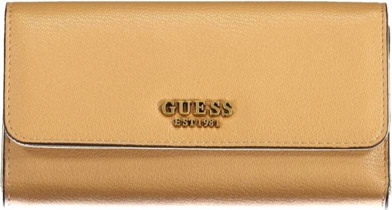 Guess Beige Portemonnee met Meerdere Compartimenten en Contrasterende Details Beige Dames