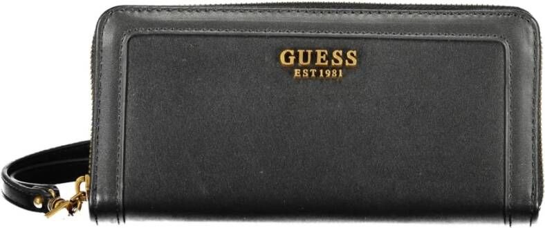 Guess Zwarte Portemonnee met Meerdere Comparti ten en Ritssluiting Black