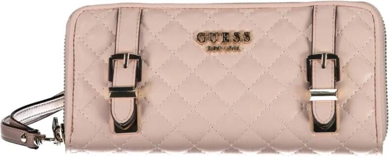 Guess Damesportemonnee Roze Contrastdetails Rits Pink Dames
