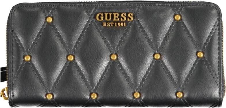 Guess Zwarte Polyurethaan Handtas met Portemonnee en Contrasterende Details Black Dames