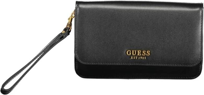 Guess Zwarte Polyurethaan Portemonnee met Meerdere Vakken Black Dames