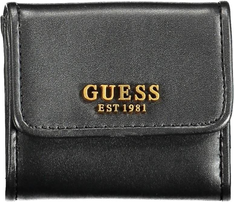 Guess Zwarte Polyurethaan Portemonnee met 2 Compartimenten en Muntvakje Black Unisex