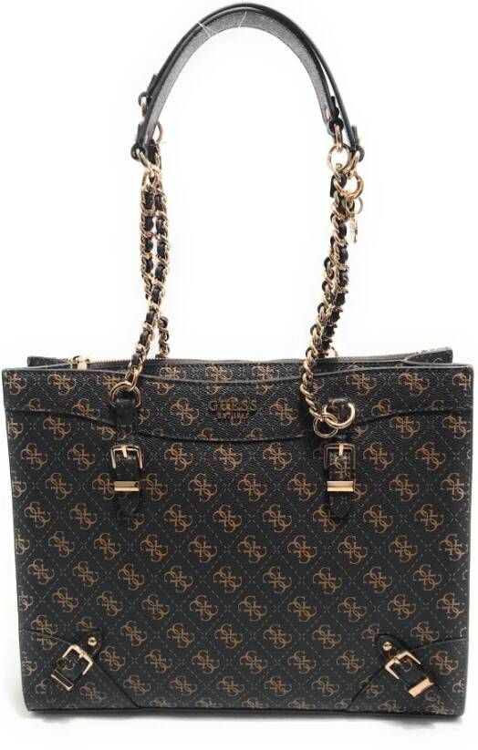 Guess Bruine Polyurethaan Handtas met Ketting Schouderhandvatten Brown Dames