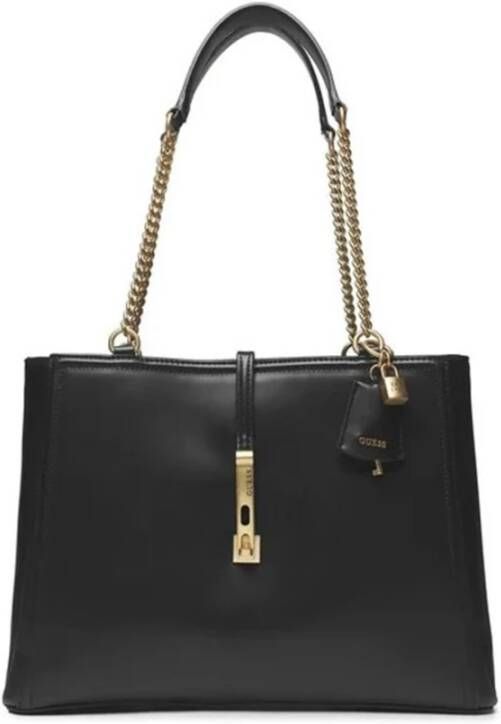 Guess Zwarte Polyethyleen Handtas met Meerdere Compartimenten Black Dames