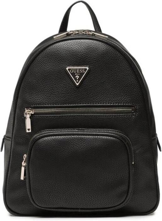 Guess Zwarte Eco Leren Ritssluiting Schoudertas Zwart Dames