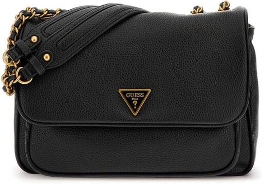 Guess Zwarte Eco Leren Schoudertas met Kettingriem Zwart Dames