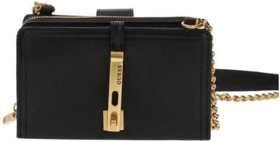 Guess Zwarte Eco Leren Schoudertas met Ritssluiting Zwart Dames