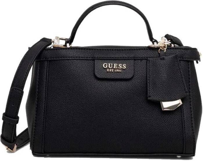 Guess Zwarte Eco Leren Schoudertas met Verstelbare Band Zwart Dames