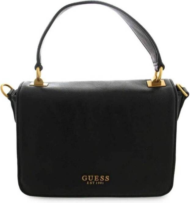 Guess Zwarte Eco Leren Schoudertas Zwart Dames