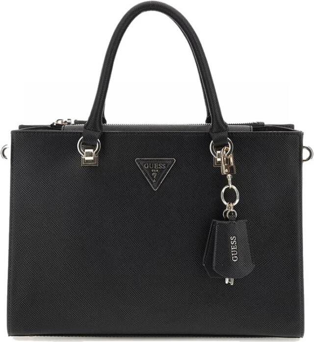 Guess Zwarte Polyethyleen Handtas met Meerdere Compartimenten Black Dames