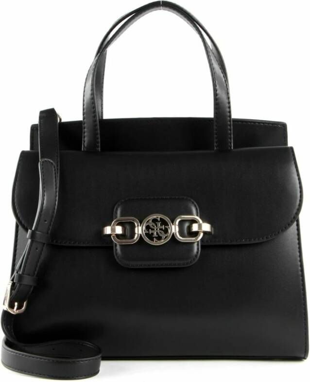 Guess Zwarte Polyurethaan Handtas met Handvatten en Schouderband Black Dames