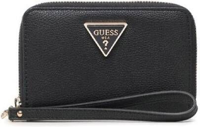 Guess Zwarte portemonnee met ritssluiting en afneembare polsband Black Dames