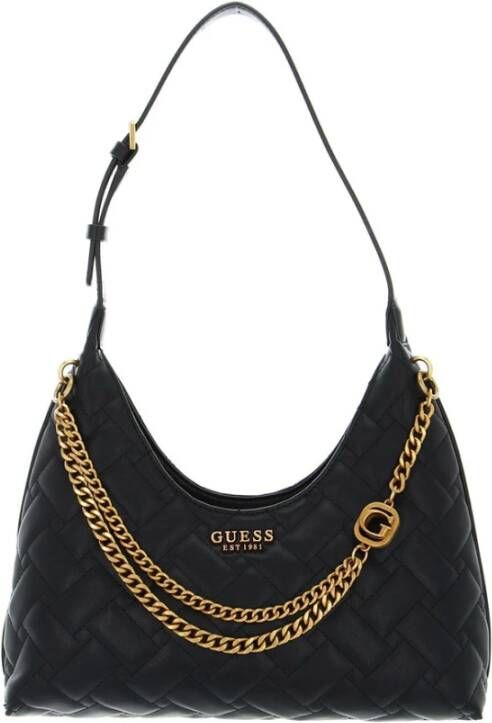 Guess Zwarte Polyethyleen Tas met Verstelbare Schouderband en Meerdere Zakken Multicolor Dames