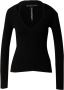 Guess Zwarte Trui met V-Hals en Ribbel Details Black Dames - Thumbnail 1