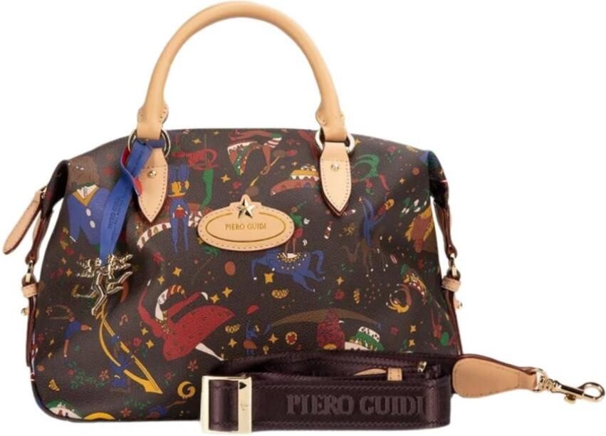 Guidi Magic Circus Handtas Bruin met Print Black Dames