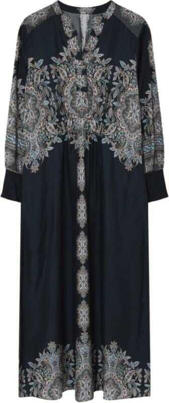 Gustav Blauwe Bedrukte Jurk Cupro Viscose Mix Blauw Dames