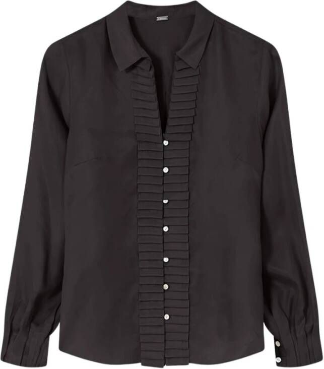 Gustav Elegante Shirt met Geplooide Voorkant Chocolate Black Dames