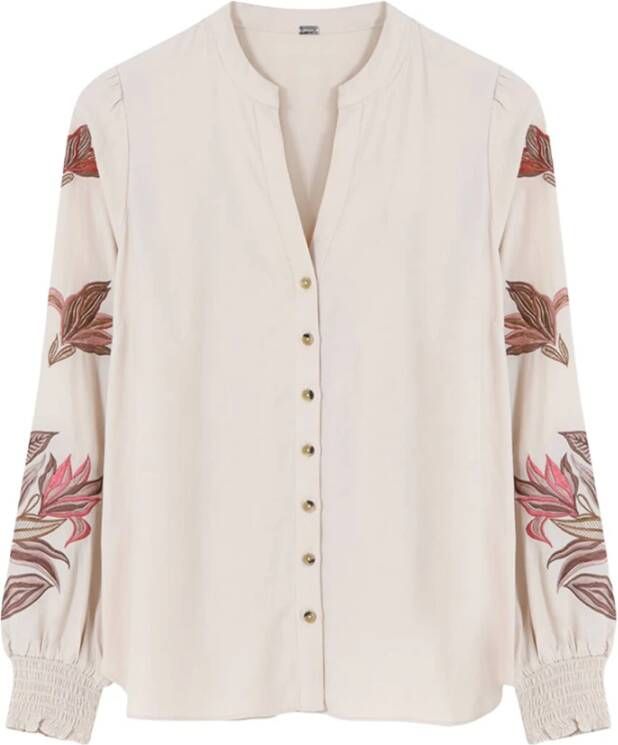 Gustav Grijze Blouse met Geborduurde Motieven White Dames