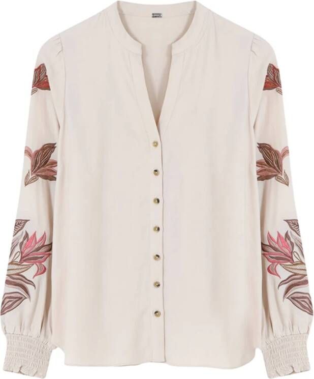 Gustav Grijze Blouse met Geborduurde Motieven White Dames