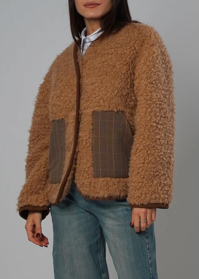 H2O Beige Faux Fur Jas met Contrastdetails Brown Dames - Foto 3
