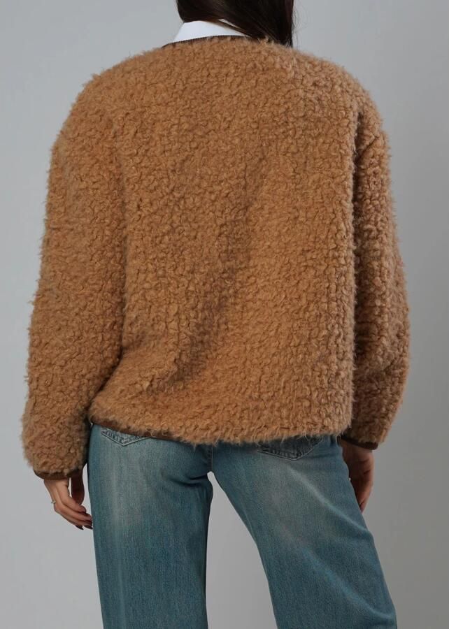 H2O Beige Faux Fur Jas met Contrastdetails Brown Dames - Foto 4
