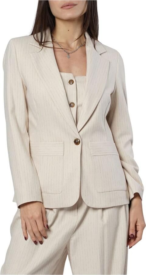 H2O Gestreepte Witte Jas Beige Dames