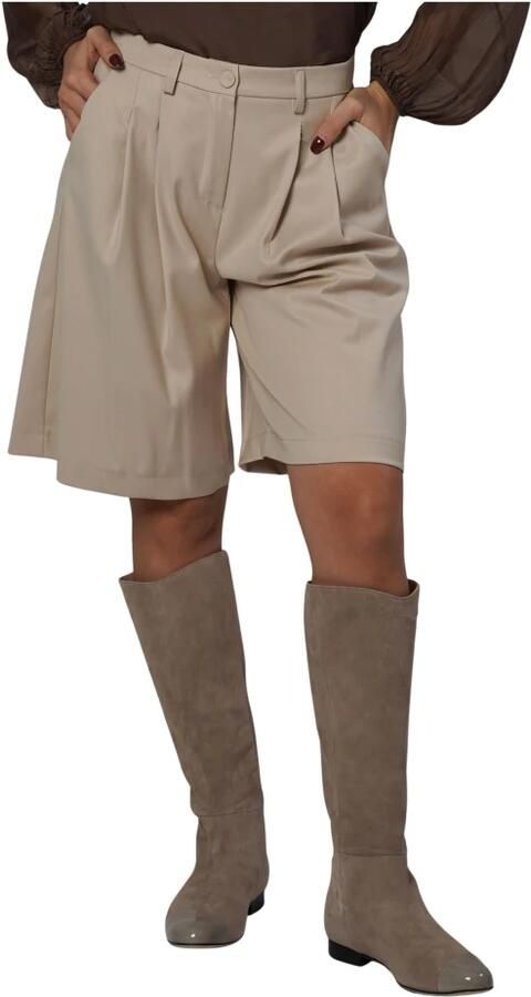 H2O Hoog getailleerde veelzijdige Bermuda in stof Beige Dames