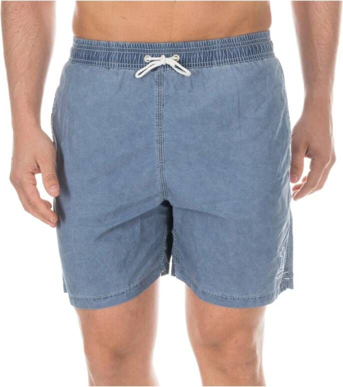 Hackett Blauwe versleten Bermuda zwembroek Blue Heren