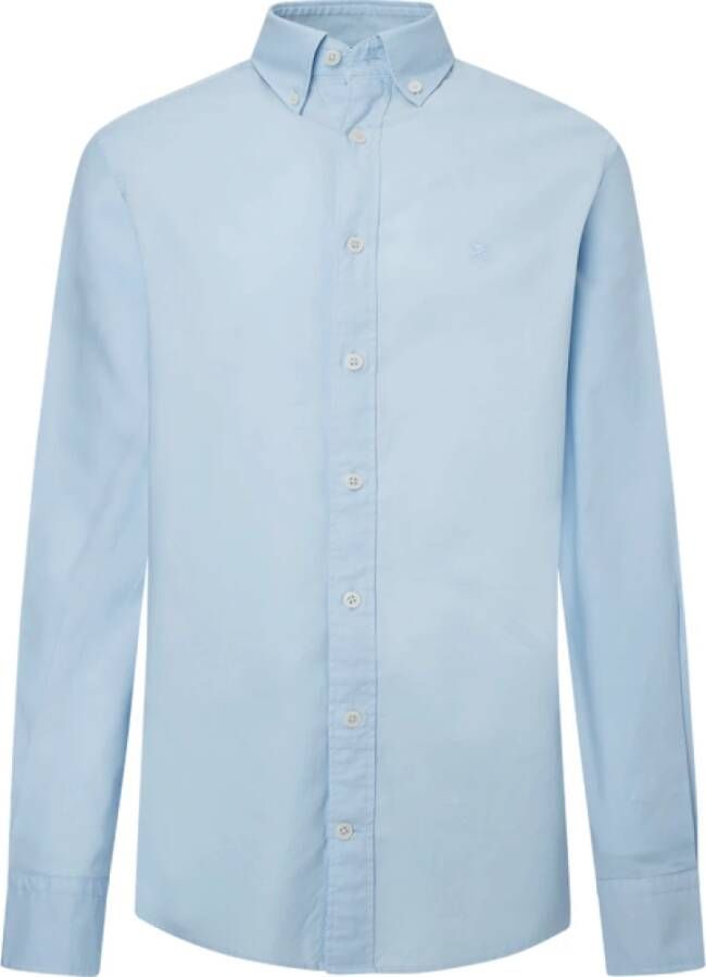 Hackett Geverfde Oxford Overhemd Blauw Heren
