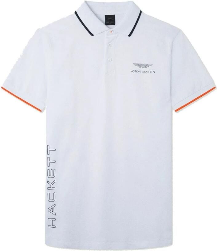 Hackett Aston Martin Racing Polo met Geribbelde Kraag White Heren