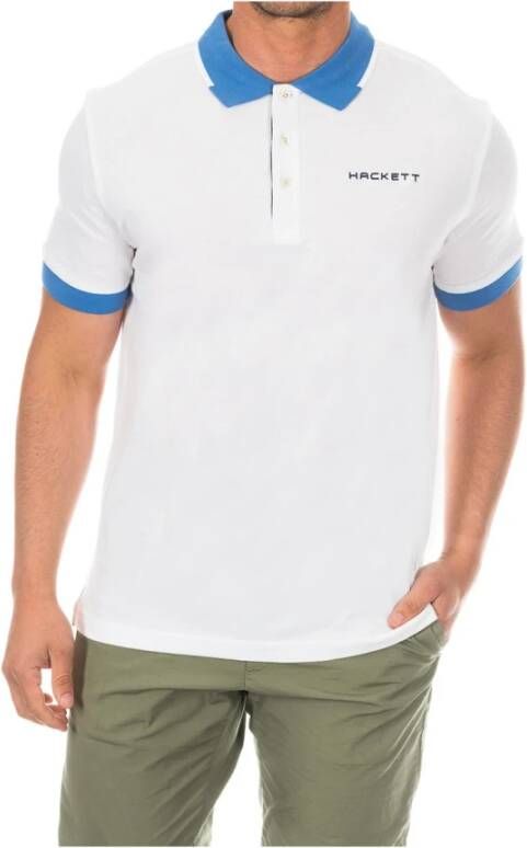 Hackett Korte Mouw Polo Shirt in Zwart-Blauw White Heren
