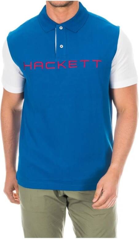 Hackett Korte Mouw Polo Shirt Blue Heren