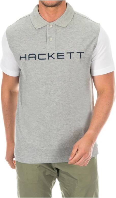 Hackett Korte Mouw Polo Shirt in Grijs Wit Gray Heren