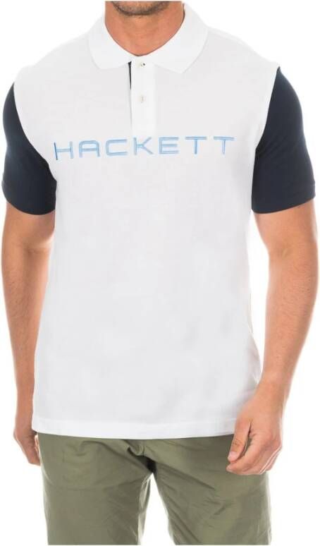 Hackett Korte Mouw Polo Shirt in Heather Grijs-Wit White Heren