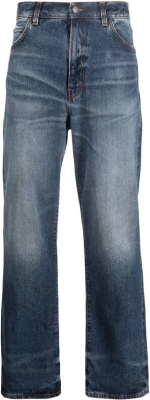 Haikure Blauwe Stonewashed Straight-Leg Jeans Blauw Heren