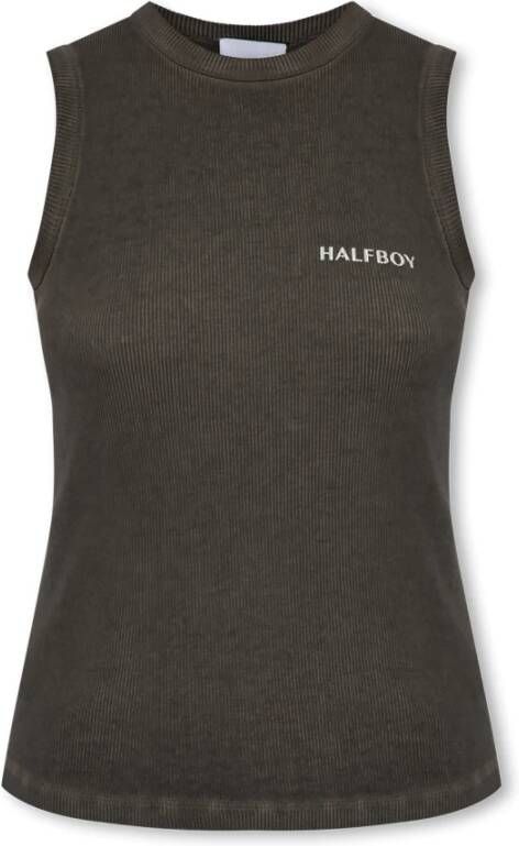 Halfboy Top met logo Grijs Dames