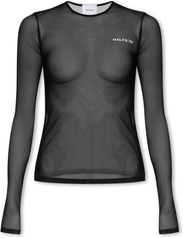 Halfboy Transparante top met logo Zwart Dames