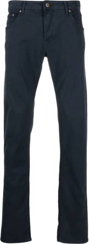 Hand Picked Straight Trousers Blauw Heren