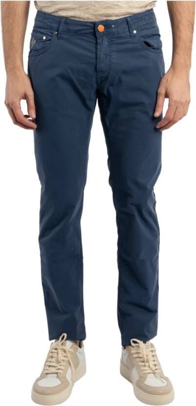 Hand Picked Slim-fit Trousers Blauw Heren