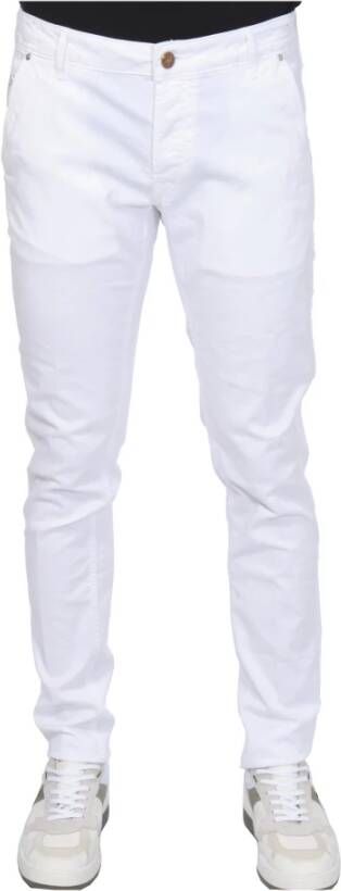 Hand Picked Slim-fit Trousers White Heren