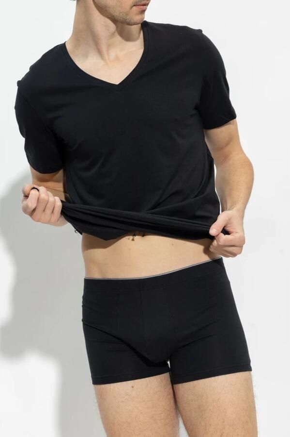 Hanro Katoenen T-shirt Black Heren