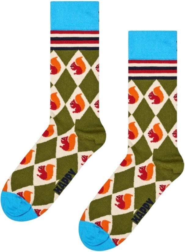 Happy Socks Argyle Eekhoorn Patroon Sokken Multicolor Heren