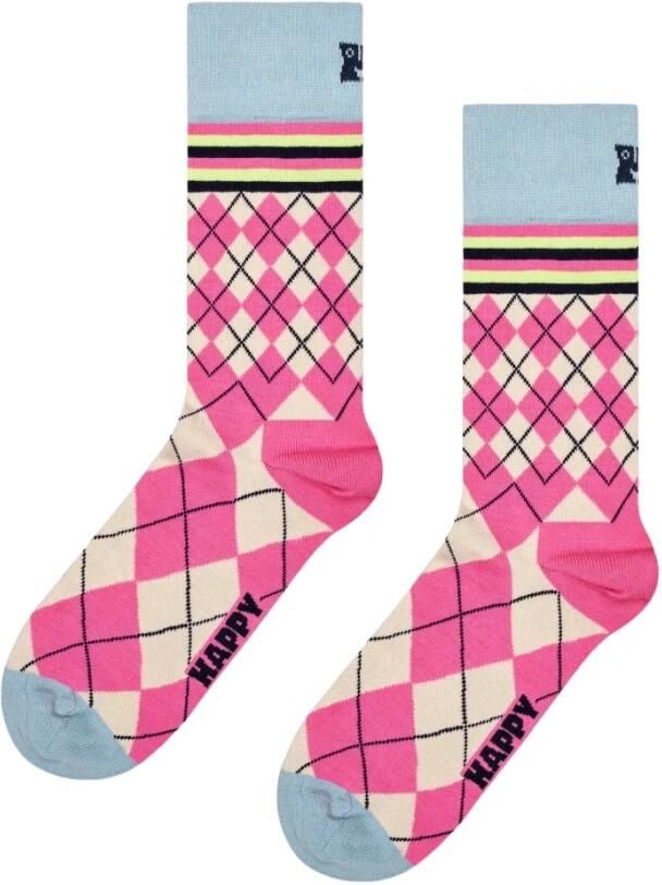 Happy Socks Argyle Patroon Sokken Pink Dames