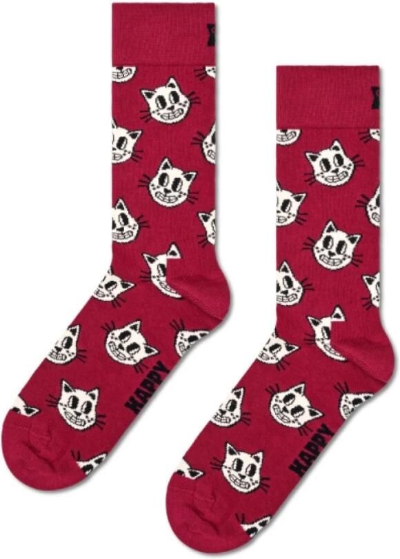 Happy Socks Katoenen Sokken met Kattenpatroon Red Heren - Foto 4