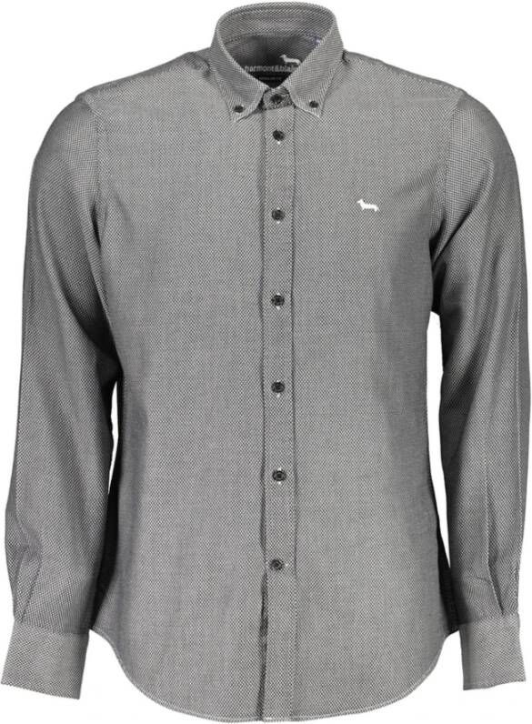 Harmont & Blaine Contrasterende Manchet Regular Fit Overhemd Blauw Heren