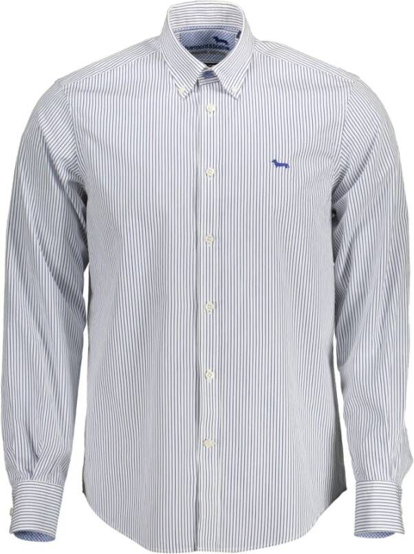 Harmont & Blaine Blauw Geruit Overhemd Slim Fit Franse Kraag Blue Heren