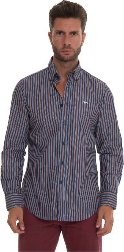 Harmont & Blaine Gestreept Casual Overhemd Blauw Heren