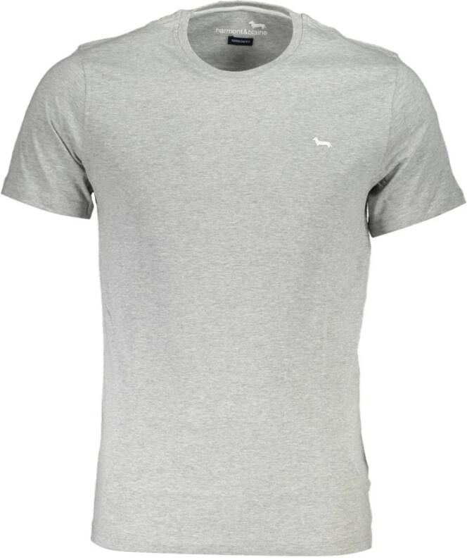 Harmont & Blaine Grijze Katoenen T-Shirt met Borduursel Gray Heren