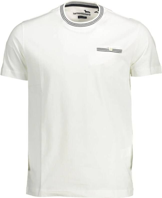 Harmont & Blaine Katoenen Crew Neck Tee met Contrasterende Details White Heren